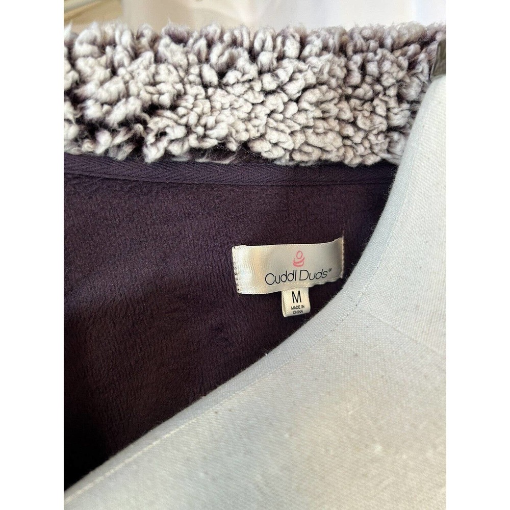 Cuddl Duds sweater jacket Womens M Fleece Lined Full-Zip Pockets purple comfy - Picture 3 of 9